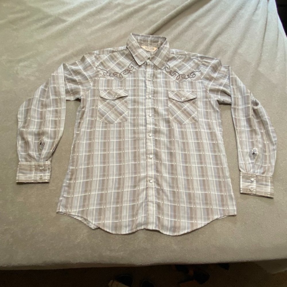 HOOT SPAH Western Shirt Vintage Embroidered Pearl Snap Mens Large